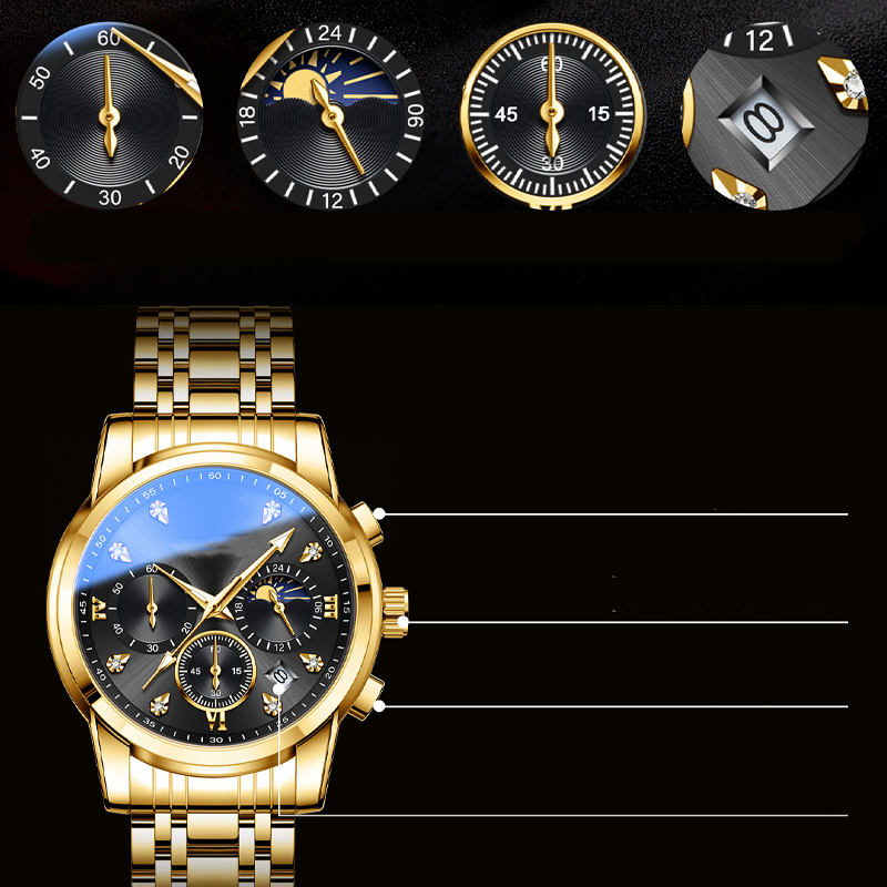 Men's Multifunction Chronograph Watch with Calendar
