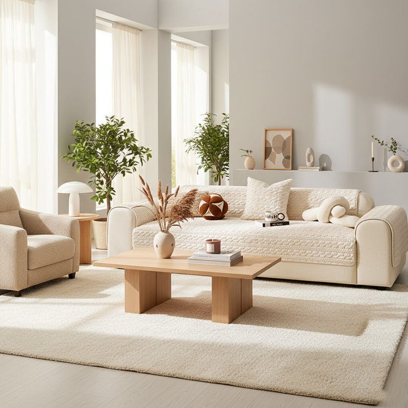 Plush Textured Non-Slip Sofa Cover