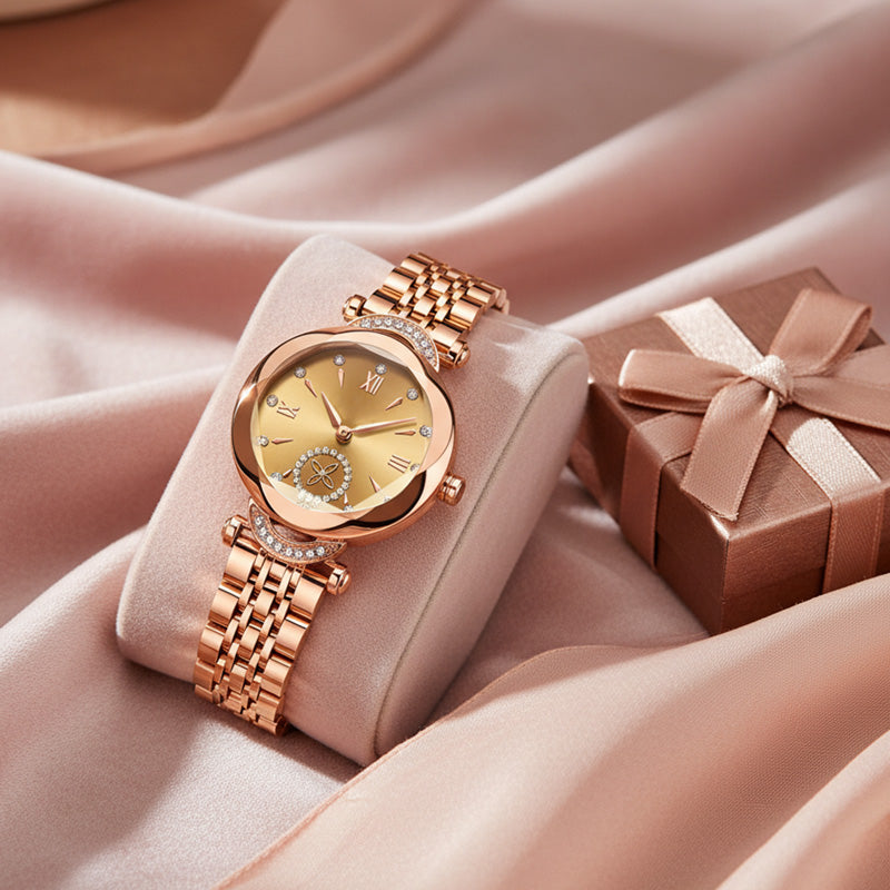 Elegant Iridescent Dial Waterproof Women's Quartz Watch