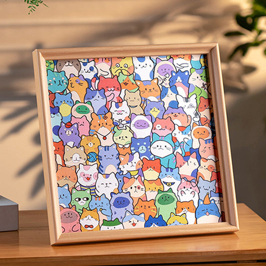 😻🖼️Wooden DIY Paintable Cat Puzzle Photo Frame