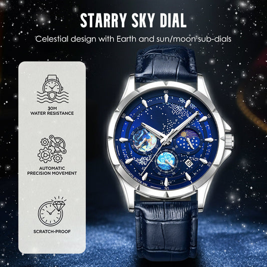 Men's Watch Luminous Starry Sky: Cosmic Starry Dial – Night Glow + Chronograph for Style & Practicality on Your Wrist! ⌚