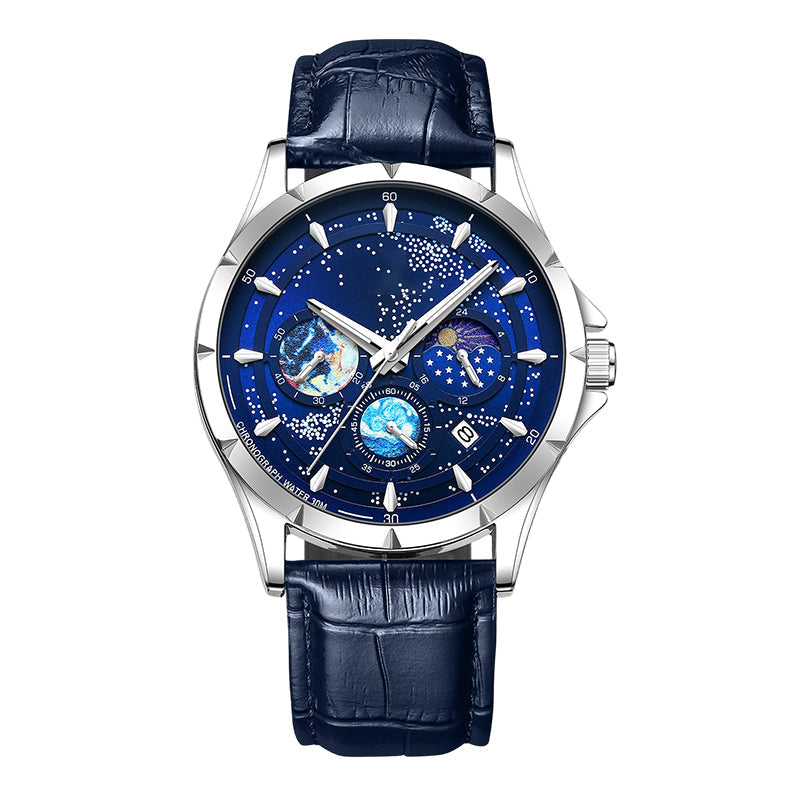Men's Watch Luminous Starry Sky: Cosmic Starry Dial – Night Glow + Chronograph for Style & Practicality on Your Wrist! ⌚