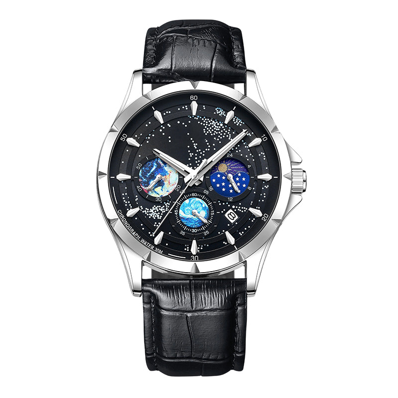 Men's Watch Luminous Starry Sky: Cosmic Starry Dial – Night Glow + Chronograph for Style & Practicality on Your Wrist! ⌚