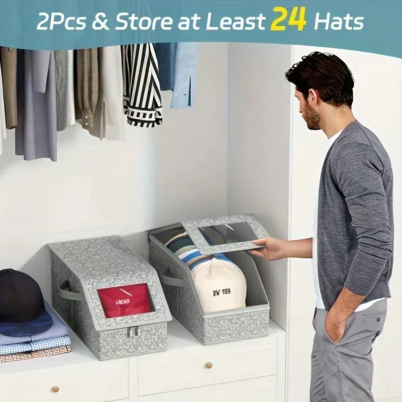 🧢 50% OFF NOW! 🎉 Stackable Baseball Cap Boxes – Space-saving & dustproof – Clear view, perfect for organizing hats in closets or shelves – sturdy and stackable 📦