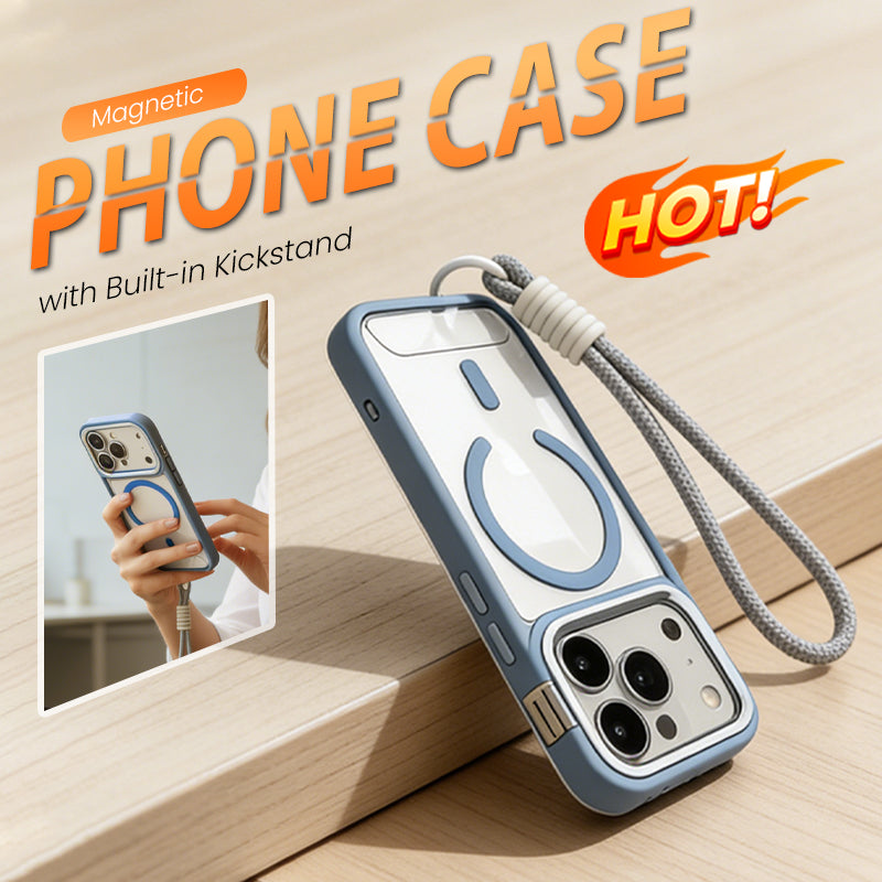 📱 LIMITED-TIME 50% OFF! ✨ Magnetic Phone Case with Kickstand – Lens Guard, Strong Magnet, Clear 🔋
