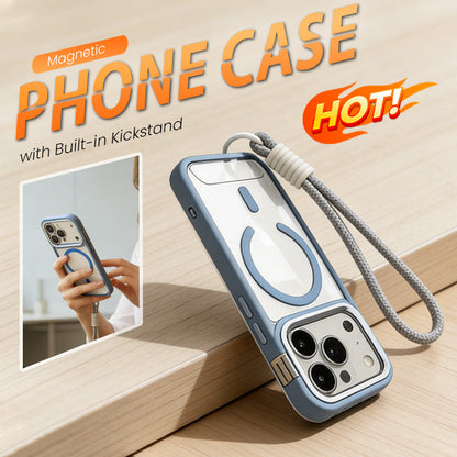 📱 LIMITED-TIME 50% OFF! ✨ Magnetic Phone Case with Kickstand – Lens Guard, Strong Magnet, Clear 🔋