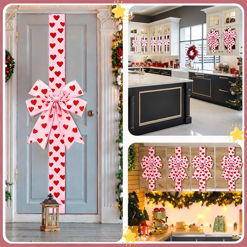 Self-adhesive backing, large 3D bow ❤️ Elegant heart-shaped ribbon | Tear and stick easily ✨ A must-have for holiday decorations