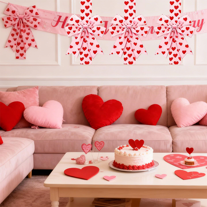 Self-adhesive backing, large 3D bow ❤️ Elegant heart-shaped ribbon | Tear and stick easily ✨ A must-have for holiday decorations