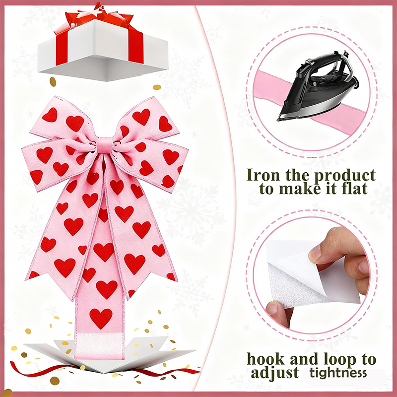 Self-adhesive backing, large 3D bow ❤️ Elegant heart-shaped ribbon | Tear and stick easily ✨ A must-have for holiday decorations