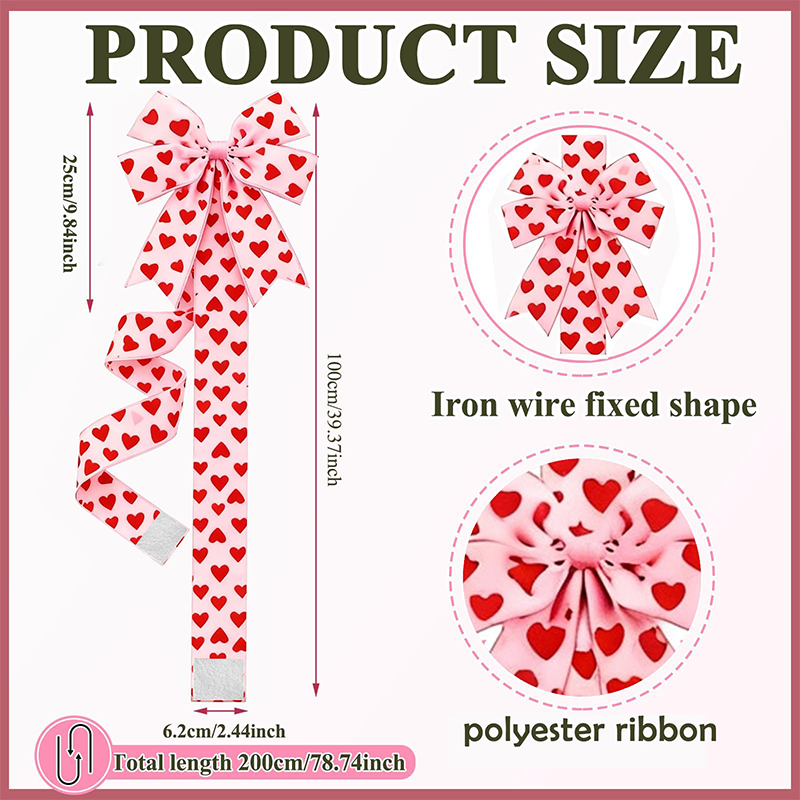Self-adhesive backing, large 3D bow ❤️ Elegant heart-shaped ribbon | Tear and stick easily ✨ A must-have for holiday decorations