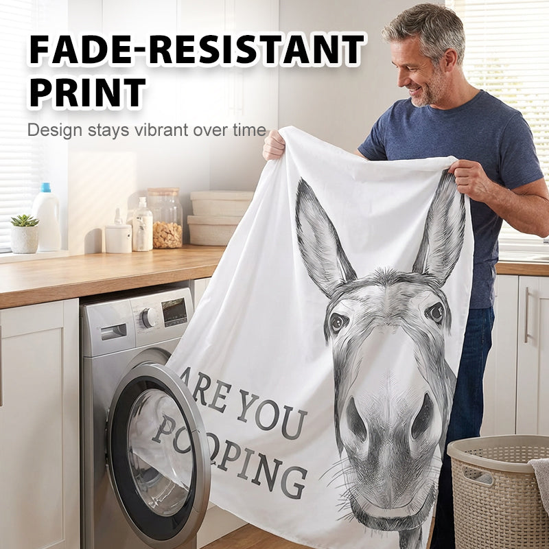 📢50% OFF NOW!!🔥Funny Donkey Shower Curtain with Hooks