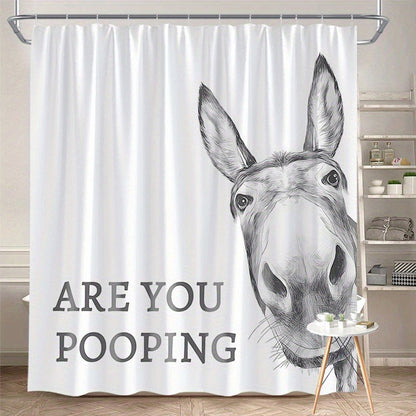 📢50% OFF NOW!!🔥Funny Donkey Shower Curtain with Hooks