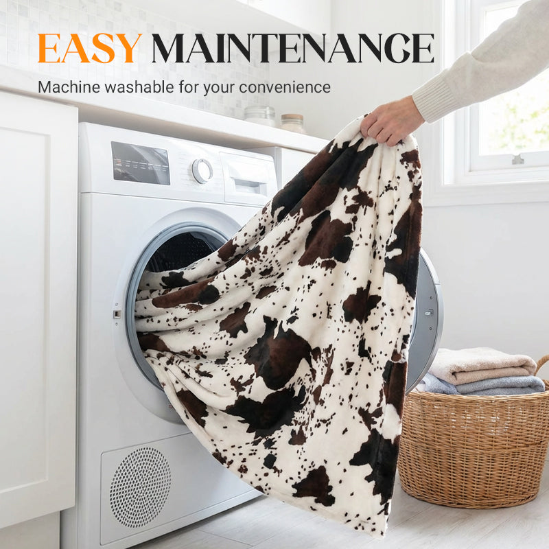 ⏳Limited-time 49% off⏰Cozy Cow Print Flannel Throw Blanket