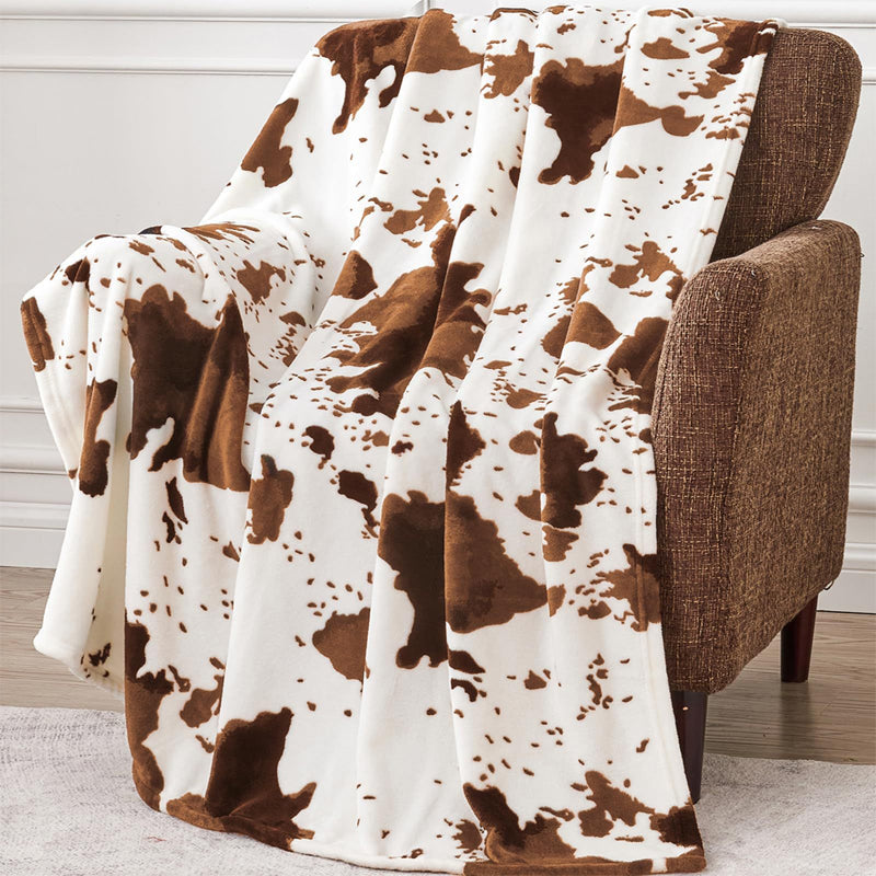 ⏳Limited-time 49% off⏰Cozy Cow Print Flannel Throw Blanket