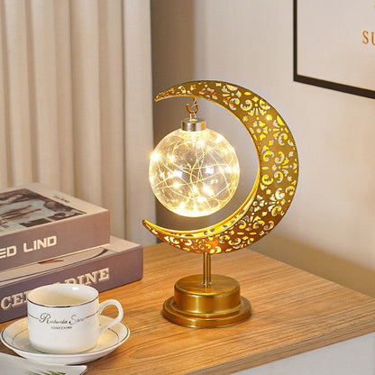🌙✨ Decorative LED Moon Light Table Lamp – Realistic Lunar & Star Design with Warm Golden Glow for Bedrooms, Desks & Dreamy Spaces!