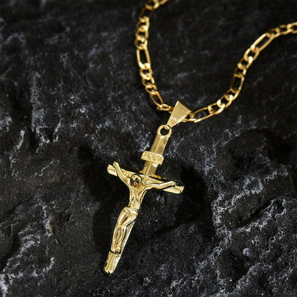 ⏰LAST DAY - BUY 1 GET 1 FREE!✝️Gold-Tone Crucifix Pendant Necklace