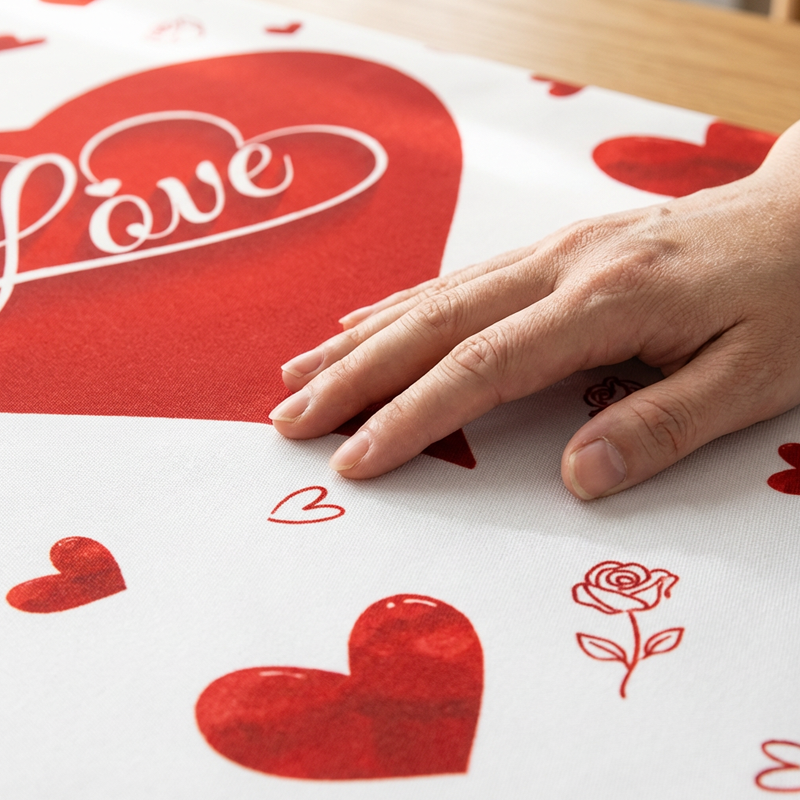 🔥 50% OFF! 💖 Valentine's Day Romantic Tablecloth – Heart & Rose Print, Wrinkle-Resistant Polyester & Easy Care 🌹🍽️
