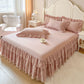 Romantic Ruffled Lace Bed Skirt 3-Piece Set（2*pillowcases+1*fitted sheet）