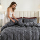 3-Piece Pintuck Pleated Duvet Cover & Pillowcases Set