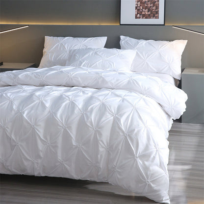 3-Piece Pintuck Pleated Duvet Cover & Pillowcases Set
