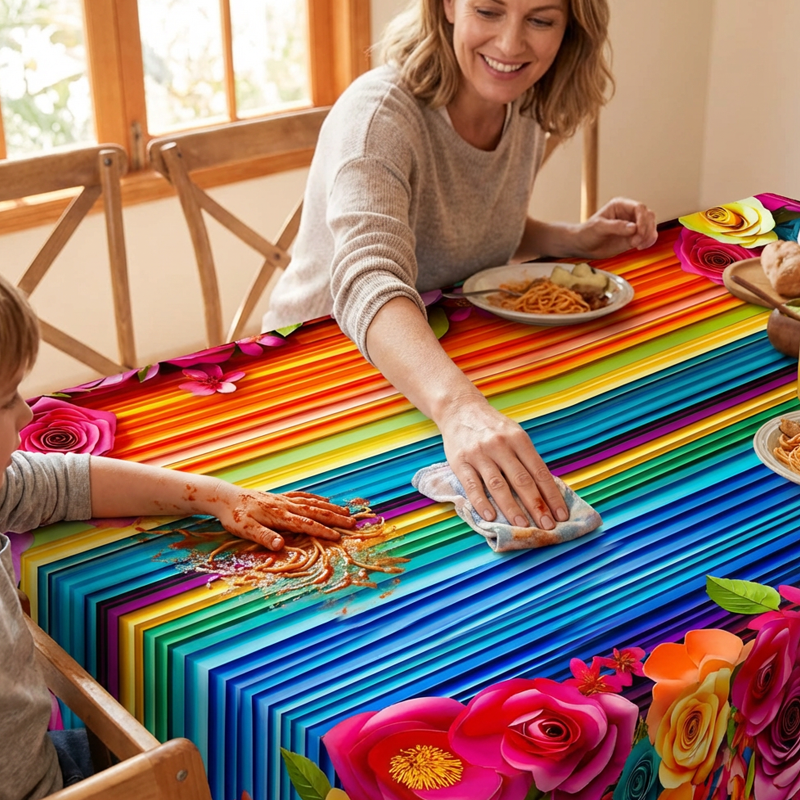 Waterproof Floral Print Tablecloth for Dining & Parties