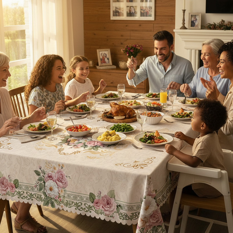 Waterproof Floral Print Tablecloth for Dining & Parties