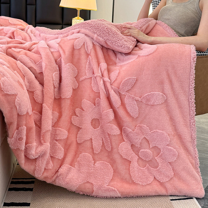 Double-Layer Plush Jacquard Blanket