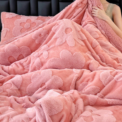 Double-Layer Plush Jacquard Blanket