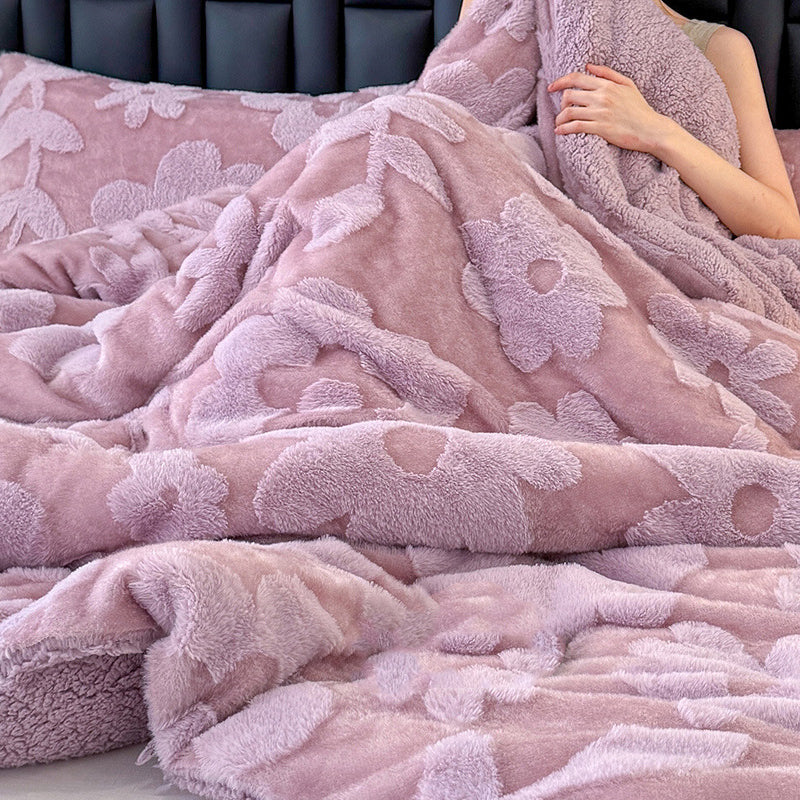 Double-Layer Plush Jacquard Blanket