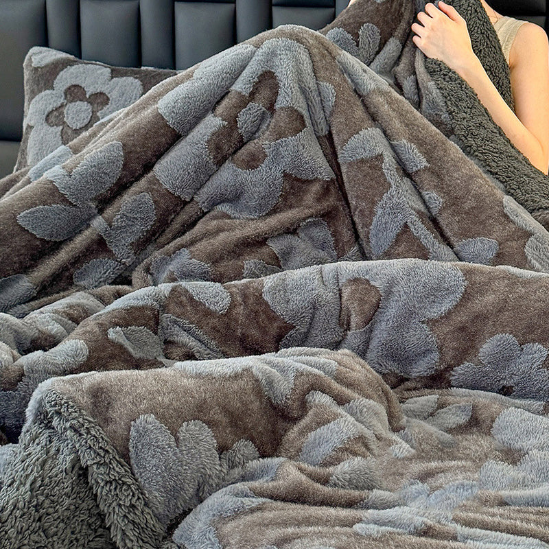 Double-Layer Plush Jacquard Blanket