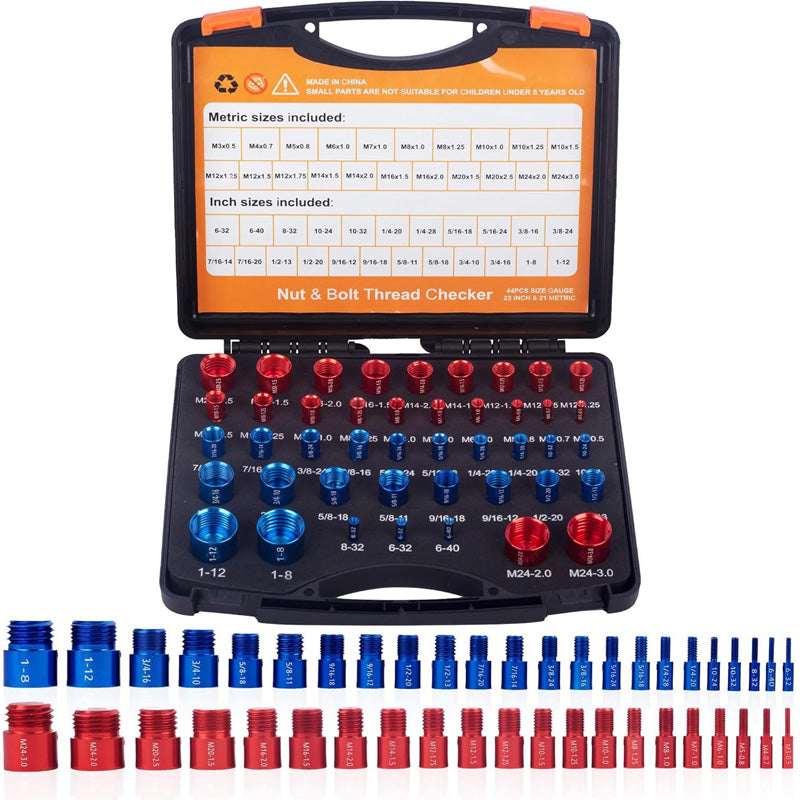 🔧 LIMITED-TIME 50% OFF! 📏 Nut & Bolt Thread Checker Kit – Dual-Side, Precise, Compact ✨