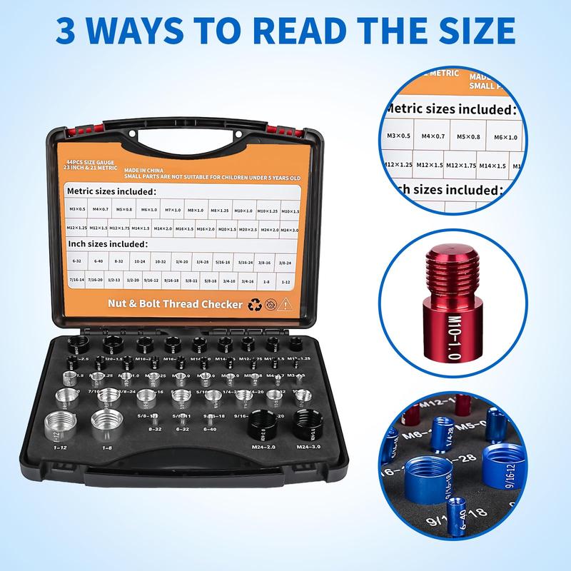 🔧 LIMITED-TIME 50% OFF! 📏 Nut & Bolt Thread Checker Kit – Dual-Side, Precise, Compact ✨