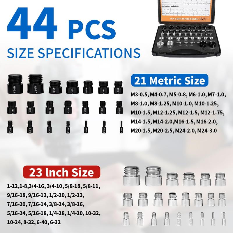🔧 LIMITED-TIME 50% OFF! 📏 Nut & Bolt Thread Checker Kit – Dual-Side, Precise, Compact ✨