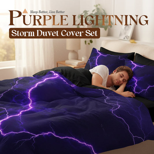 Purple Lightning Duvet Cover & Pillowcase Set
