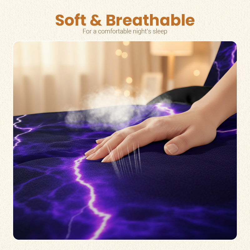 Purple Lightning Duvet Cover & Pillowcase Set