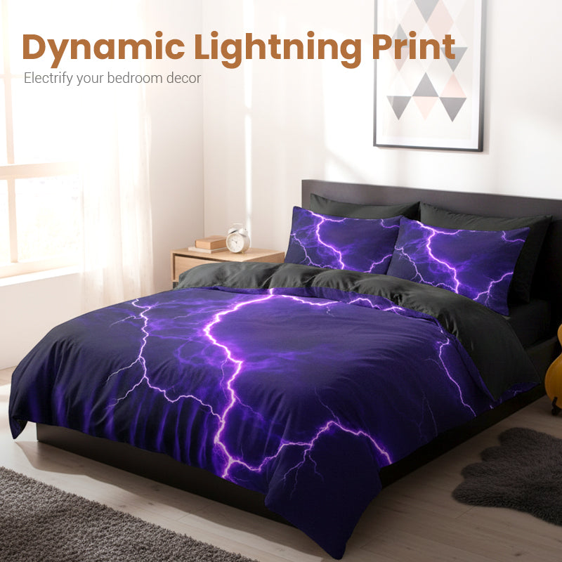 Purple Lightning Duvet Cover & Pillowcase Set