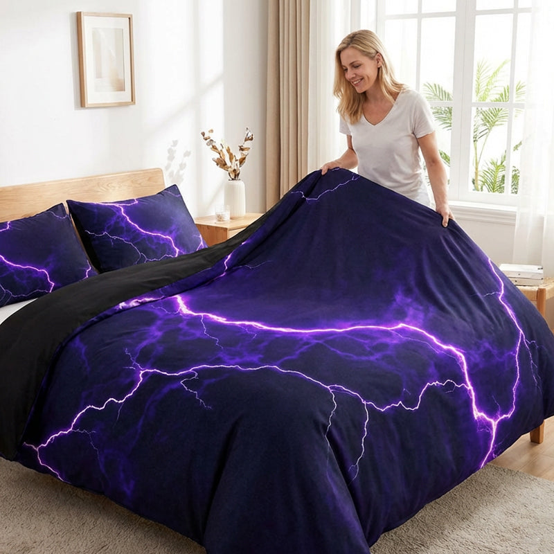 Purple Lightning Duvet Cover & Pillowcase Set