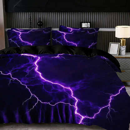 Purple Lightning Duvet Cover & Pillowcase Set
