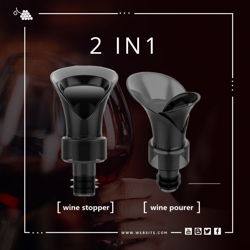 🎉 2026 Sale — Over 23,500 Sold!🍷 2-in-1 Wine Pourer & Vacuum Sealer Wine Saver Stopper ✨