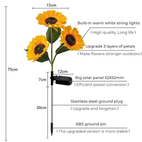 🌻 Realistic & Weatherproof | Solar Sunflower | IP65 Outdoor Decor