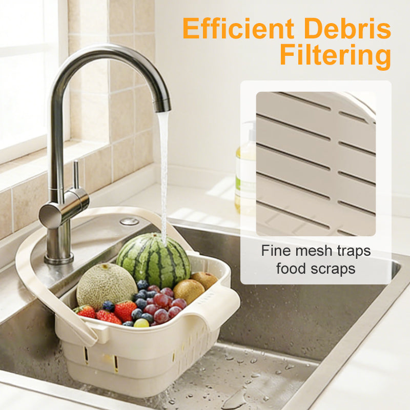 ⏰💰 50% OFF – Collapsible Faucet-Hanging Sink Strainer Basket | Hangs on Faucet, Collapses Flat! | Perfect for Veggies, Fruits & Dishes 🥦🍅🧽