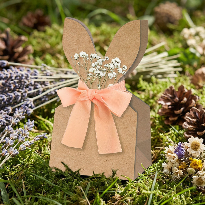 💎 24-Pack Easter Bunny Paper Gift Bags with Ribbons – Festive Rabbit Ear Design, Durable Kraft & Easy Assembly 🐰🎁