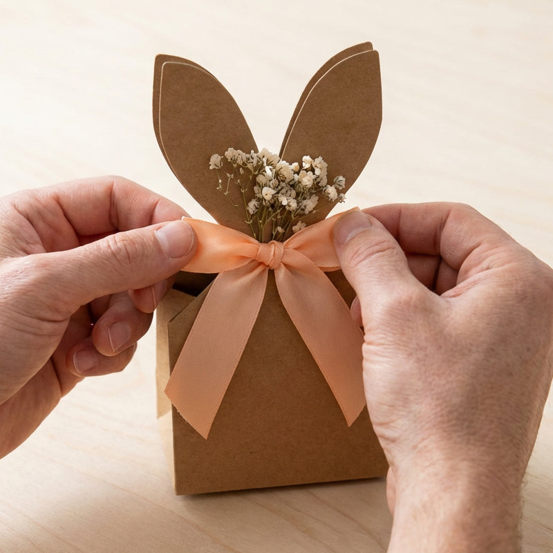 💎 24-Pack Easter Bunny Paper Gift Bags with Ribbons – Festive Rabbit Ear Design, Durable Kraft & Easy Assembly 🐰🎁