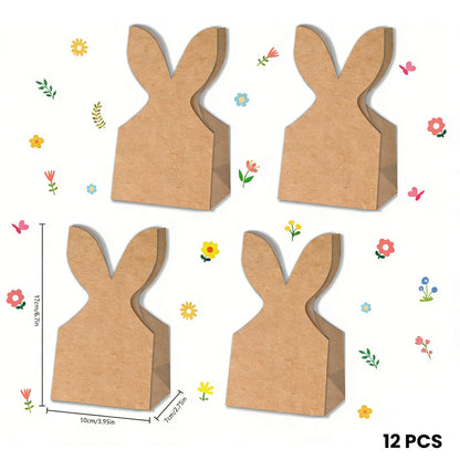 💎 24-Pack Easter Bunny Paper Gift Bags with Ribbons – Festive Rabbit Ear Design, Durable Kraft & Easy Assembly 🐰🎁