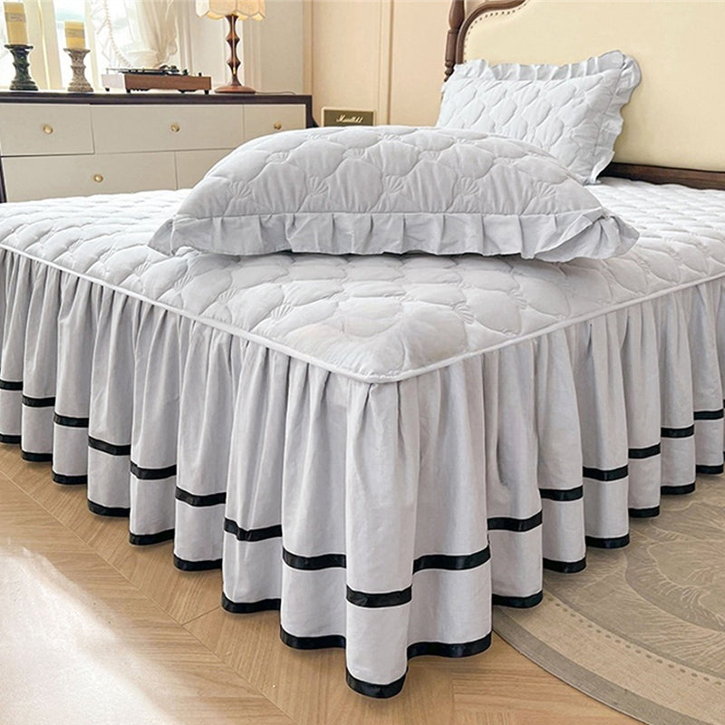 Washed Cotton Ruffle Bed Skirt with Pillow Sham