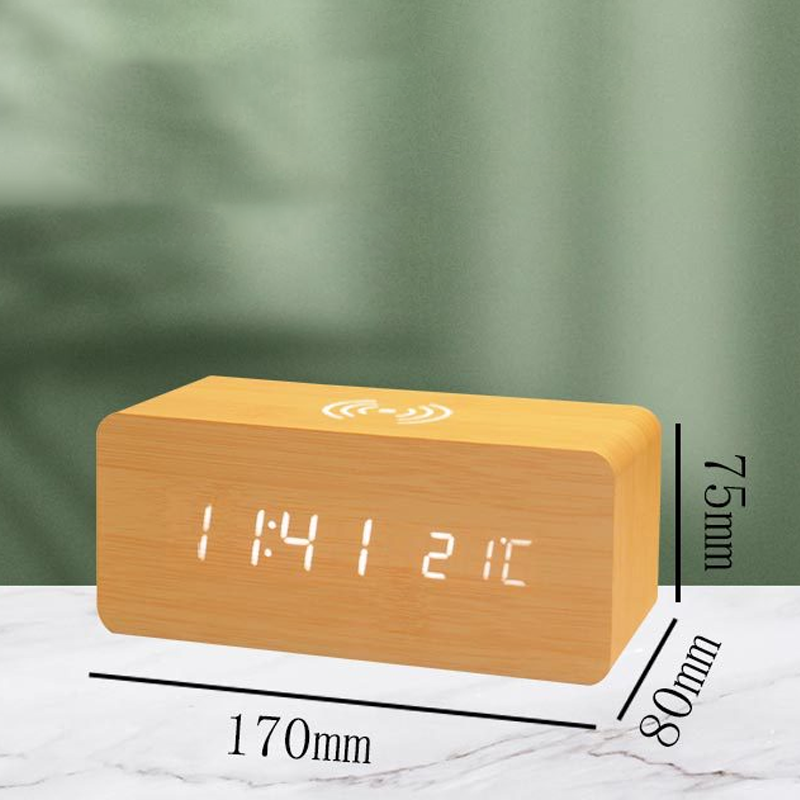 LED Digital Alarm Clock with Wireless Charging Station