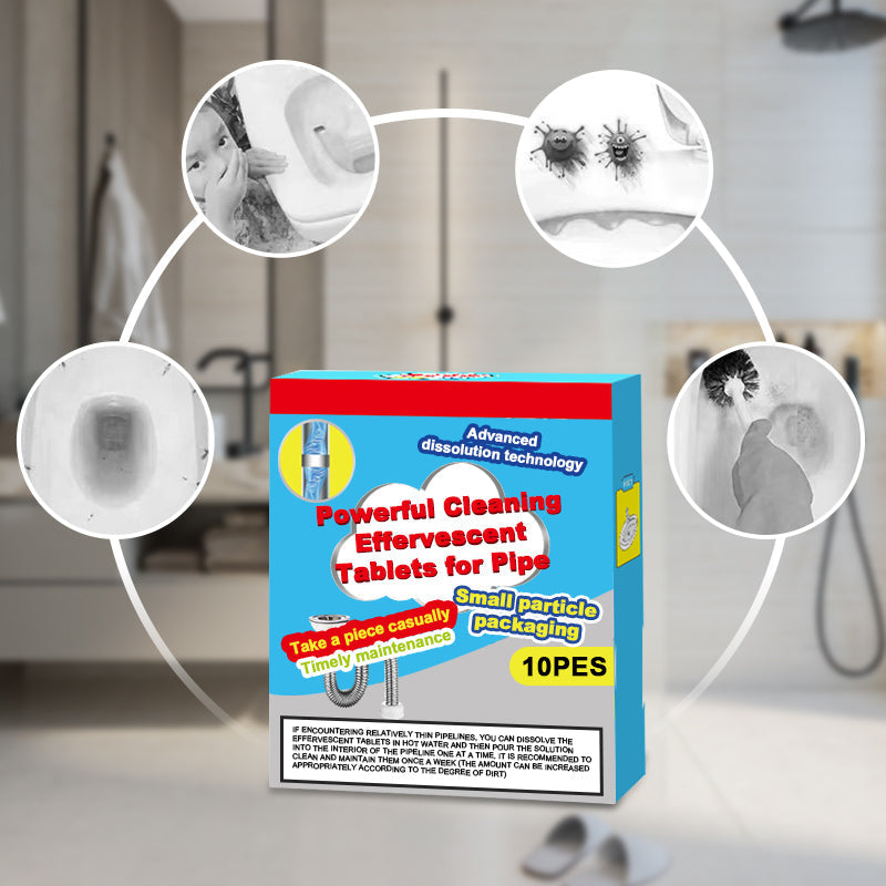 🔥50% OFF ❤️Powerful Cleaning Effervescent Tablets for Pipe, Fast Dissolve Hair Grease Clogs, Deodorizing Antibacterial Pipe Cleaner for Sink Toilet Floor Drain