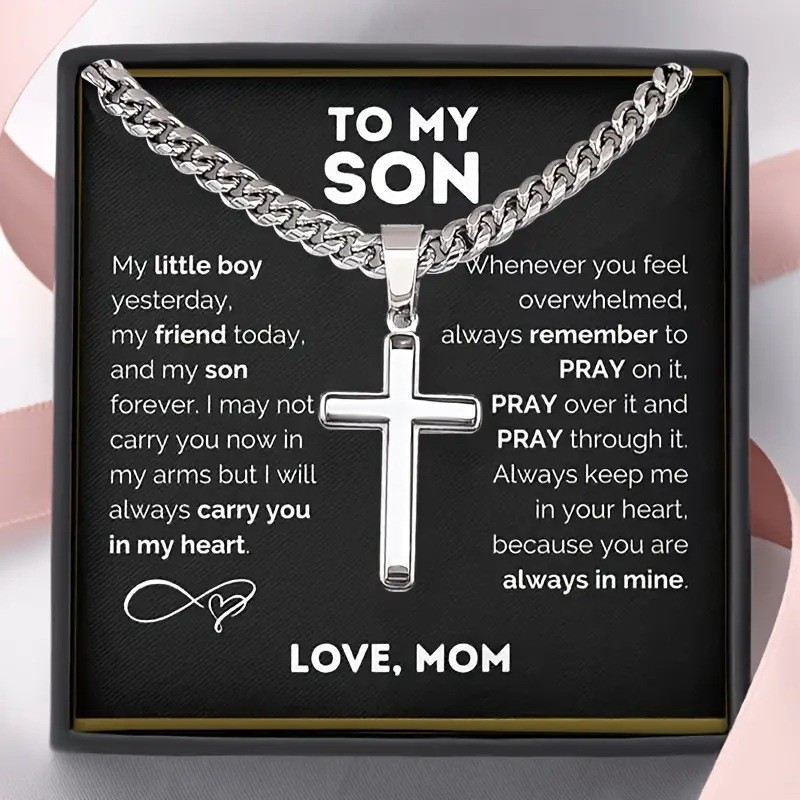 Men's Stainless Steel Cross Pendant Necklace