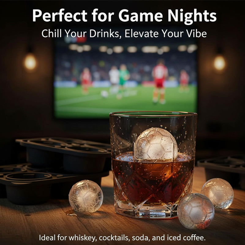 📢📢50% OFF!! ⏰ Silicone Soccer Ball Ice Cube Tray – 5.5 cm Cubes, Slow-Melting, Leak-Proof Design, 4 Colors, Perfect for Game Nights & Cocktails 🥂