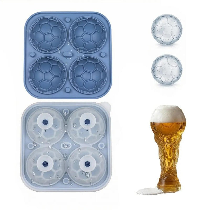📢📢50% OFF!! ⏰ Silicone Soccer Ball Ice Cube Tray – 5.5 cm Cubes, Slow-Melting, Leak-Proof Design, 4 Colors, Perfect for Game Nights & Cocktails 🥂